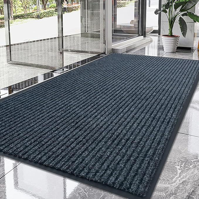 Front Door Mat,4'x6'Indoor Outdoor Door Mat,Heavy Duty Durable Welcome,Commercial Floor Mats Inside Outside Entrance, Waterproof All-Season, All-Weather Non Slip Backing Doormat for Entryway,Dark Gray