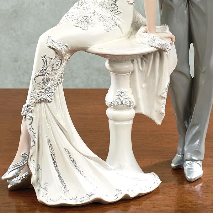 Touch of Class Love That Lasts Happy Couple Bride Groom Wedding Figurine - Resin - Gray, Off White - Dapper Duo Anniversary or Wedding Gift for Bedroom, Living Room, Dresser, Book Shelf