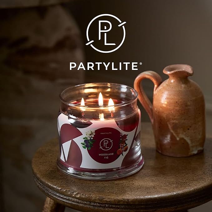 PartyLite 3-Wick Jar Candle, Highly Fragranced Clean Burning Glass Candle, 25-45 Hours Burn Time (Woodland Fig)