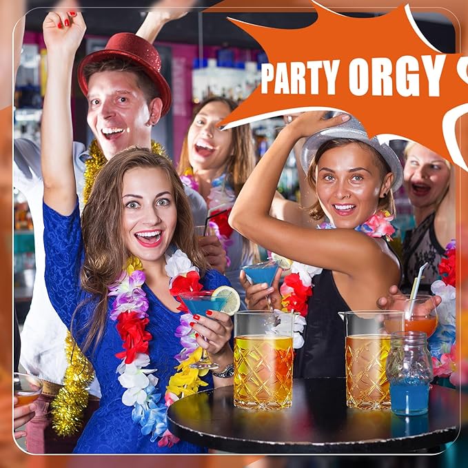 Dandat Cocktail Mixing Glass Crystal Stirring Glass Thick Bottom Seamless Cocktail Pitcher for Home Bartender Bar Whiskey Martini Drink Shaker Accessories (6 Pcs,24 oz)