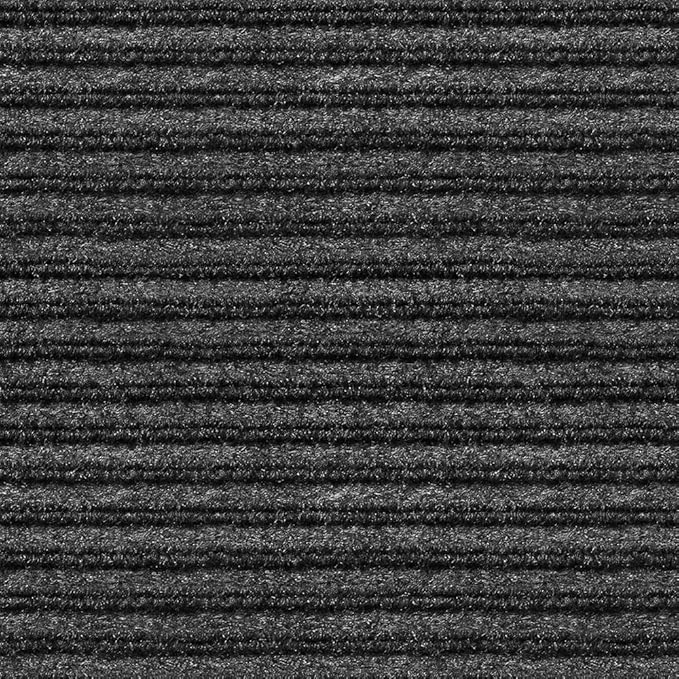 House, Home and More Indoor Outdoor Double-Ribbed Carpet Runner with Skid-Resistant Rubber Backing - Smokey Black - 4 Feet x 20 Feet