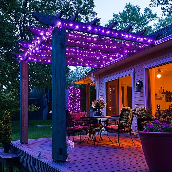 JMEXSUSS 400 LED Purple Lights Halloween Decor, 132 ft Halloween String Lights Plug in with Remote, 8 Modes Purple Christmas Lights Indoor Outdoor for Garden Patio Party Haunted House Ghost Decoration