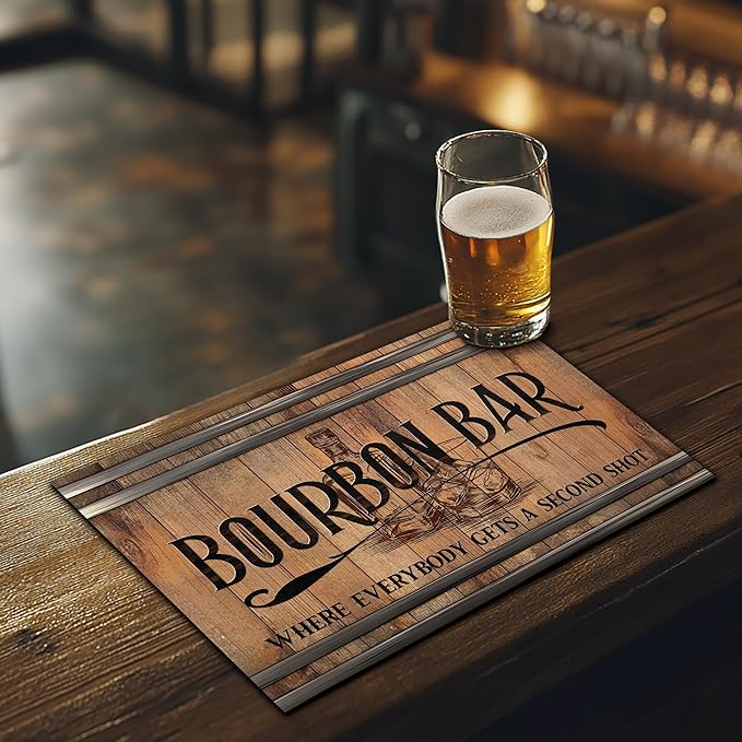 Rustic Home Bar Mat, Bar Runner Mat for Countertop, Unique Spill Mat for Your Home Bar, Dish Drying Pad Counter Mat- Home Bar Accessories Drying Mat 12x18inch