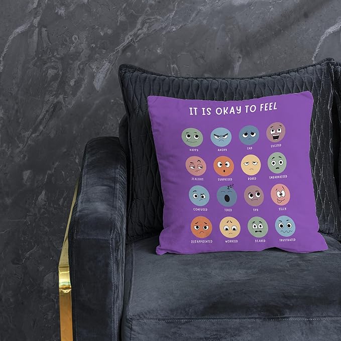 Nogrit Counseling Office Must Haves Pillow Cover, Calming Corner, Mental Health Pillowcase Decor for Home Kids,Mental Health Counselor Gifts, Calming Corner Pillow Covers 18x18 Blue-Violet