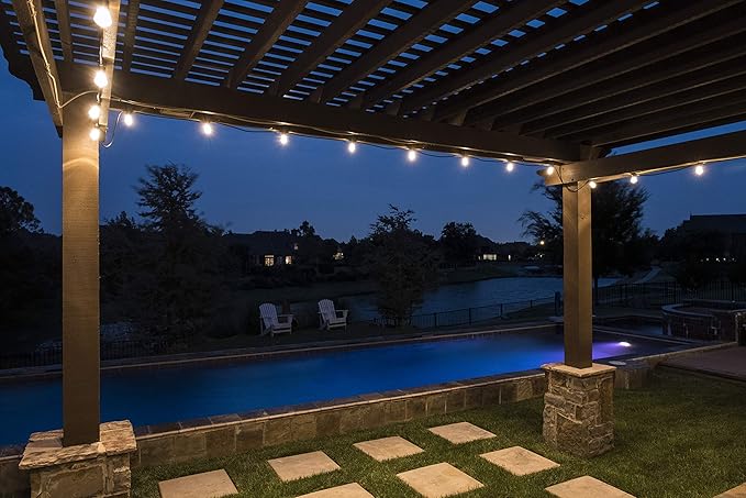 Enbrighten LED Bistro Outdoor String Lights, 12ft, 6 Shatter Resistant Lifetime Bulbs, 2200K Warm White, Weather Resistant, Indoor/Outdoor, Commercial Grade, Perfect for Backyard, Porch, Patio, 38353
