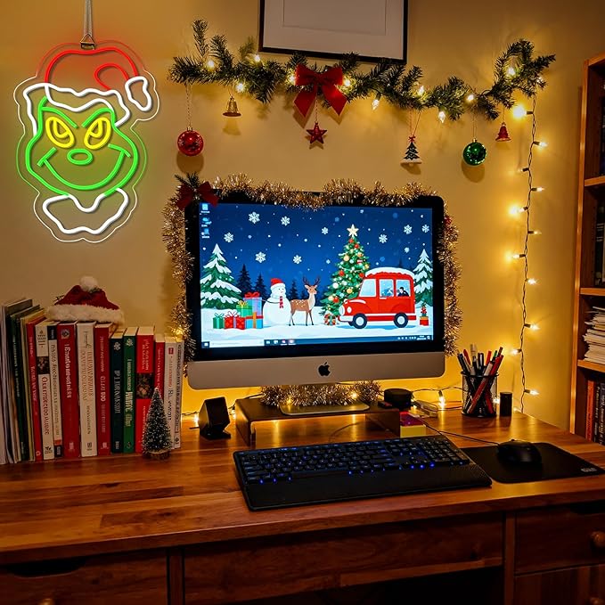 Christmas Neon Sign Cartoon Christmas Neon Light Sign immable LED Signs for Wall Light Up Signs for Home Party Neon Wall Light Decor Xmas Gift