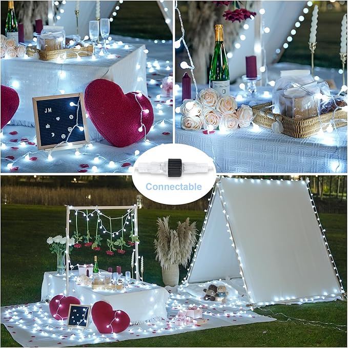 JMEXSUSS 100 LED Connectable Globe String Lights Indoor, 33 ft White String Lights Plug in with Remote, 8 Modes White Christmas Fairy Lights for Bedroom Room Wedding Party Classoom Decor