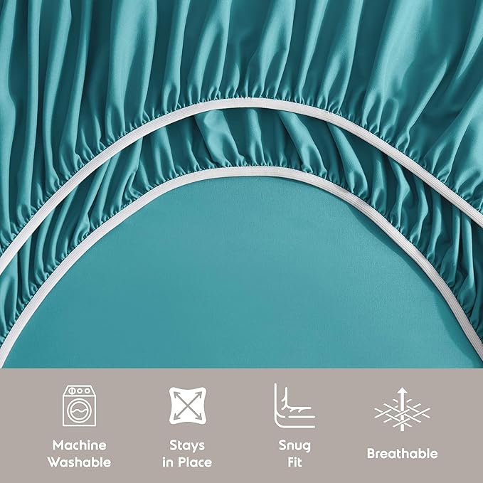 Nestl Extra Deep King Sheet Set - 6 Piece Breathable & Cooling Sheets - Hotel Luxury Bedding Set w/18-24 Inch Deep Pockets - Easy & Secure Fit - Super Soft, Wrinkle Free & Comfy - Teal