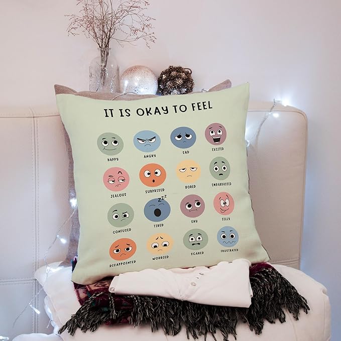 Nogrit Counseling Office Must Haves Throw Pillow Cover, Calming Corner, Mental Health Pillowcase Decor for Home Kids,Mental Health Counselor Gifts, Calming Corner Pillow Covers 18x18-894