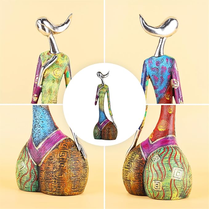 suruim Colorful Abstract Women Figurines Sculptures Home Decor for Shelves Yoga Pose Art Statue Modern Home Decoration Living Room Zen Decor Tables Ornaments (Elegance)