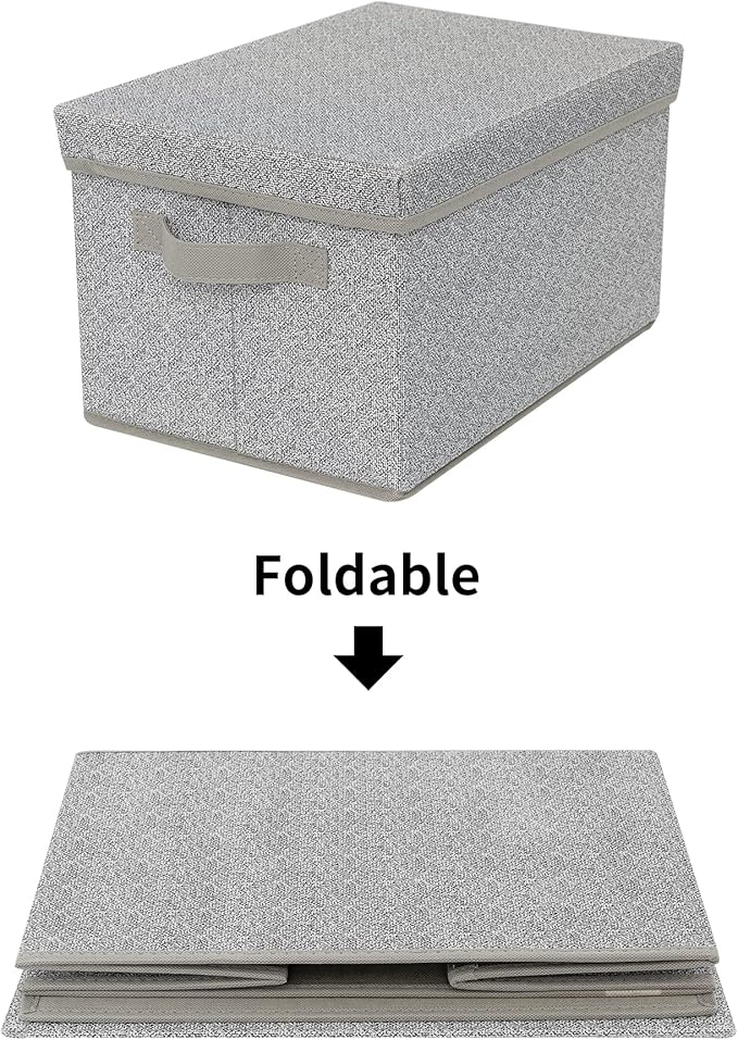 GRANNY SAYS Storage Bins with Lids, Keepsake Memory Box, Storage Basket with Lid, Closet Storage Organizer Bins, Decorative Storage Boxes, Gray, 3-Pack