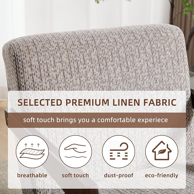 INZOY Accent Chairs Set of 2, Mid Century Modern Accent Chair with Wood Frame, Upholstered Reading Armchair with Soft Linen Fabric, Accent Chair for Living Room Bedroom Apartment, Easy Assembly, Grey