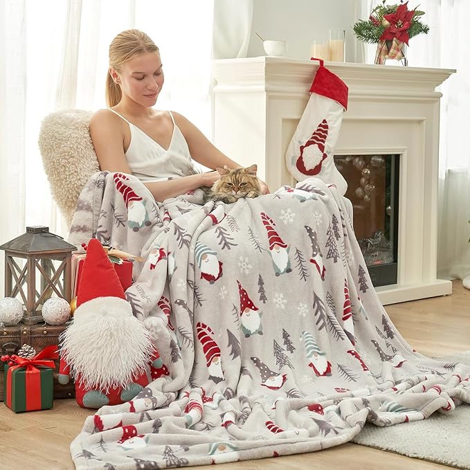 Cozy Bliss Gnome Throw Blanket Christmas Blanket Warm MilkyPlush™ Throw Blanket, Ultra Soft Cozy Blanket for Couch,Sofa and Bed(Xmas Gnome,50"x60")