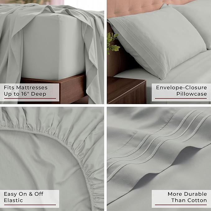 Mellanni California King Sheets Set - 4 PC Iconic Collection Bedding - Hotel Luxury, Extra Soft, Cooling Bed Sheets - Wrinkle, Fade, Stain Resistant (Cal King, Spa Mint)