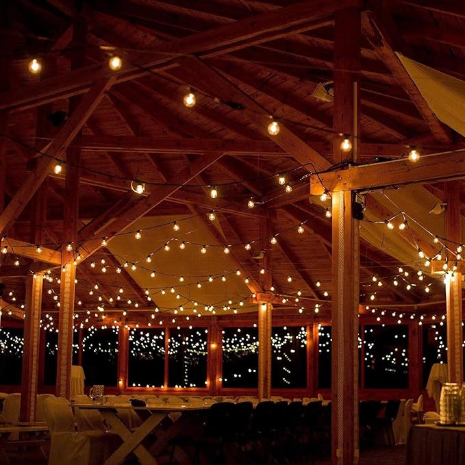 Hometown Evolution, Inc. 10 Foot Outdoor Globe String Lights (10 Foot, G50 Clear - White Wire - 2" 7-Watt Bulbs)