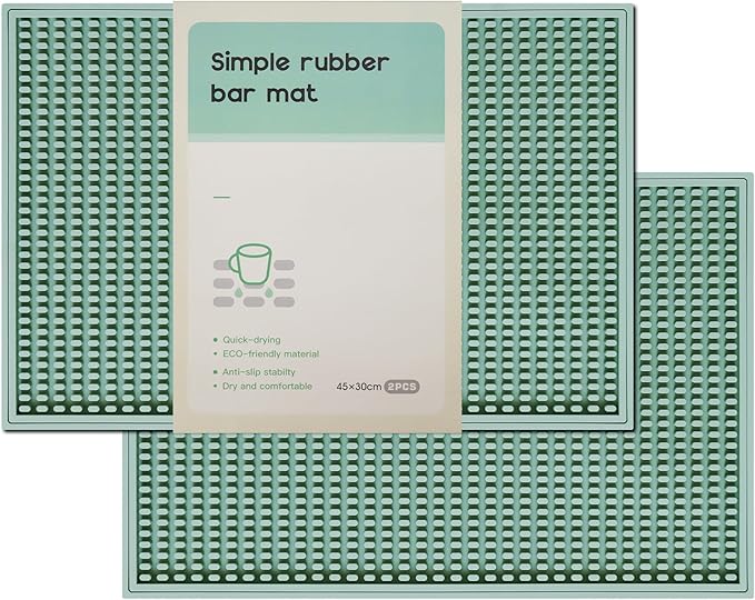 2 Pack Bar Mat, Home Bar Tool Drying Mats, Bar Accessories for The Home Bar Set 18''x12''(Green) for Bars, Outdoor Camping, Bar for Home