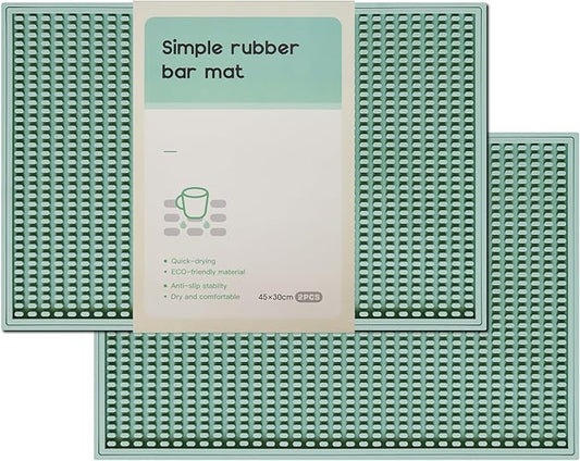 2 Pack Bar Mat, Home Bar Tool Drying Mats, Bar Accessories for The Home Bar Set 18''x12''(Green) for Bars, Outdoor Camping, Bar for Home
