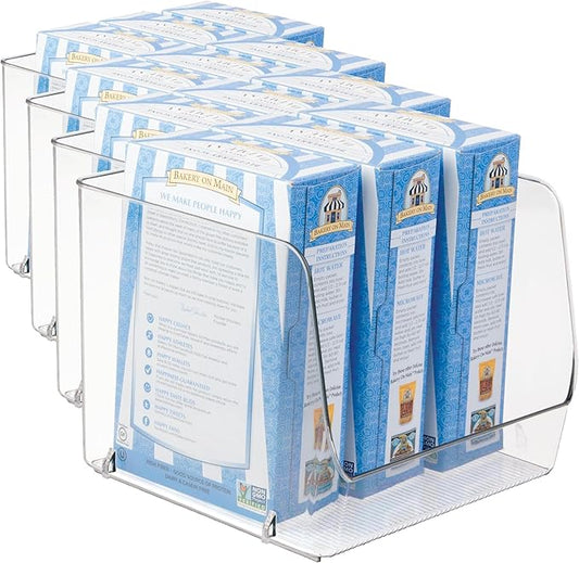 InterDesign iDesign Linus Stacking Organizer Bins for Kitchen, Pantry, Office, Bathroom, Extra Large-Clear (Pack of 4)