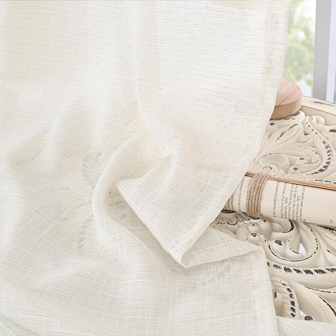 BGment Linen Curtains 84 Inch Length for Living Room, Lightweight Rustic Country Window Drapes for Farmhouse Bedroom Dining Room Decor Rod Pocket Textured, 2 Panels Set, Each 60 Inch Wide