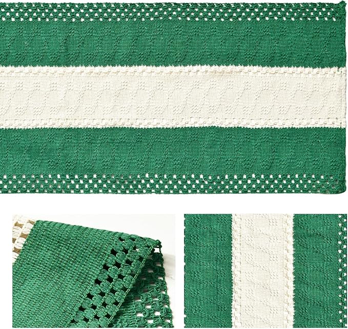 Artoid Mode Dark Green Farmhouse Rustic Table Runner, Seasonal Hollow Kitchen Dining Table Decoration for Home Party Decor 12x48 Inch