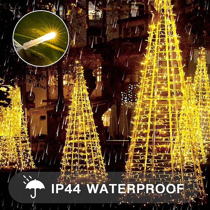 suddus 200 Led Connectable Christmas Lights Outdoor Waterproof, 66ft Fairy Lights Plug in with Remote, Warm White Christmas Tree Light Indoor for Xmas Holiday, Party, Porch, Patio, Garden Decor