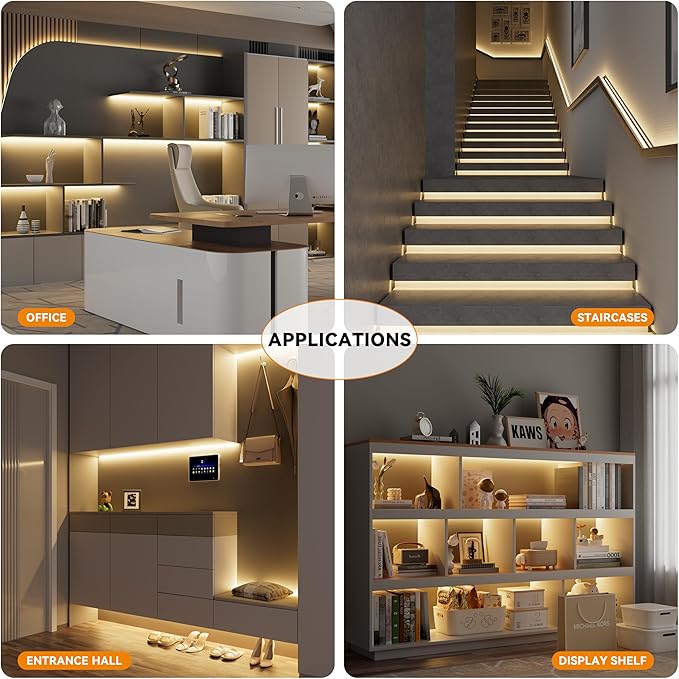PAUTIX COB LED Strip Light 65.6ft/20m,Work with Alexa/Google Assistant,9600 LEDs Warm White 3000K,CRI93+ Super Bright High Lumen,Dimmable 24V Flexible LED Light Strip,for Bedroom,Ceiling,Office,DIY