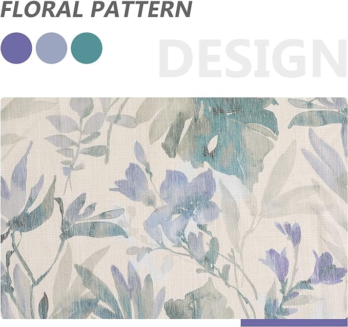 MYSKY HOME Sage Green Curtains 84 Inch Length Light Filtering Privacy Protect Drapes for Living Room Bedroom Flower Printing Window Treatment Grommet 2 Panels,Sage and Natural