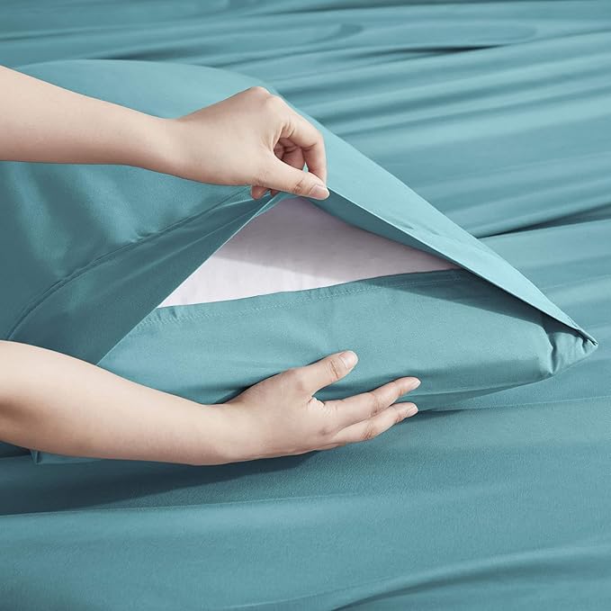 Nestl Extra Deep King Sheet Set - 6 Piece Breathable & Cooling Sheets - Hotel Luxury Bedding Set w/18-24 Inch Deep Pockets - Easy & Secure Fit - Super Soft, Wrinkle Free & Comfy - Teal
