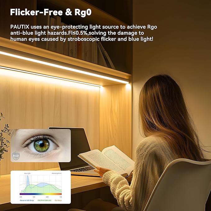 PAUTIX COB LED Strip Lights 65.6ft/20m Warm White 2700K LED Light Strip,Compatible with Alexa/Google Assistant,Dimmable LED Strips for Bedroom,Cabinet,Living Room,CRI93+ Super Bright High Lumen