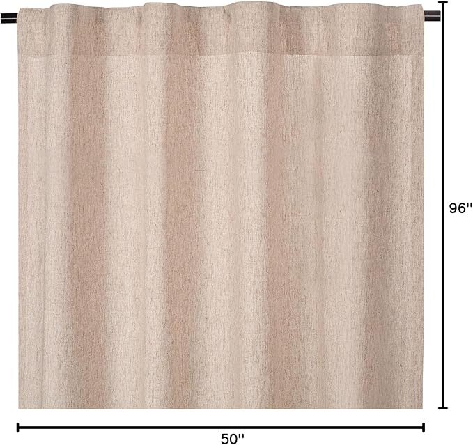 Natural Linen Tab Top Curtains 50x96 inch Set of 2 Panels - Long Flax Drapes for Living Room & Bedroom, Farmhouse Window Curtains, Rustic Linen Drapes for Modern Farmhouse & Boho Style Décor