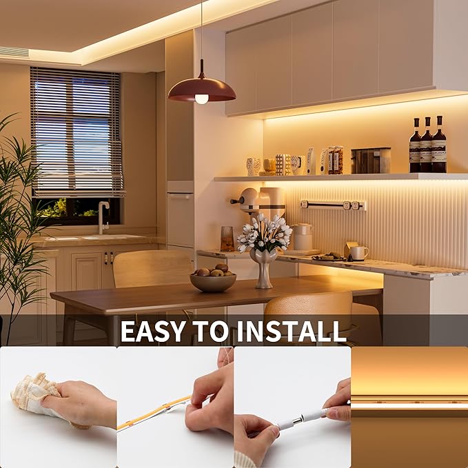 PAUTIX COB LED Strip Light 32.8ft/10m 5040LEDs Warm White 2700K,High Lumen Flexible CRI93+ LED Tape Super Bright DC24V,for Cabinet Home DIY Lighting Projects(Power Supply & Controller Not Included)