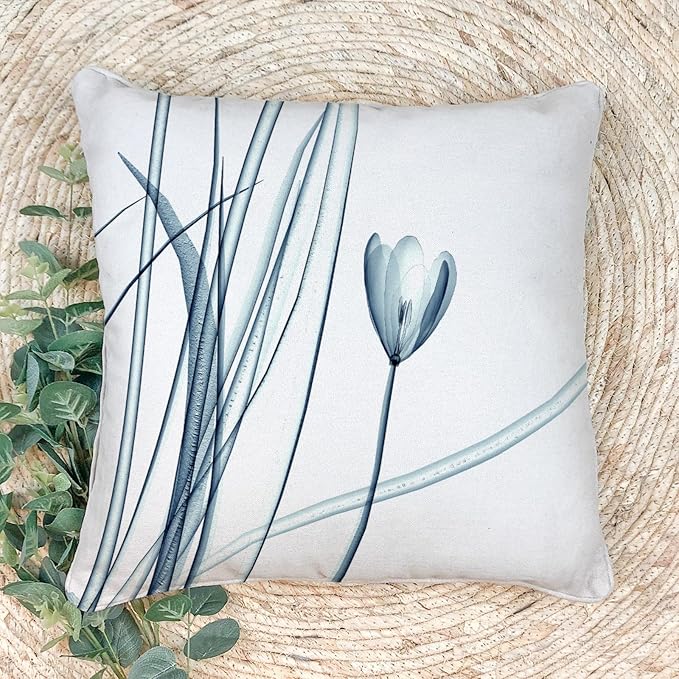 Textured Modern Minimalist Pillow Cover with Creative Floral Print, Digital-Printed Square Cushion Cover for Living Room Sofa (24 * 24inch-03028)