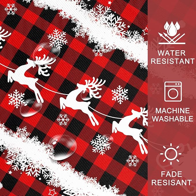 Christmas Tablecloth 60x84 Inches for Rectangle Tables - Red Buffalo Plaid Christmas Decor for Table - Water Resistant Xmas Table Cloth, Party Decorations for Kitchen, Home