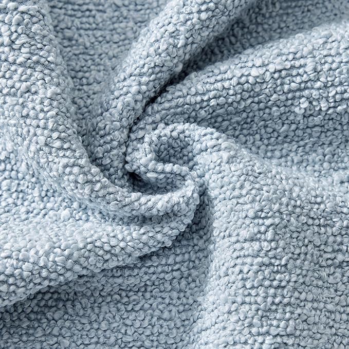 Woaboy Pack of 2 20x20 Inch Decorative Boucle Throw Pillow Covers Textured Square Pillowcaes Accent Solid Cozy Soft Cushion Covers Home Decor for Sofa Couch Living Room Home Decor,Coastal Light Blue