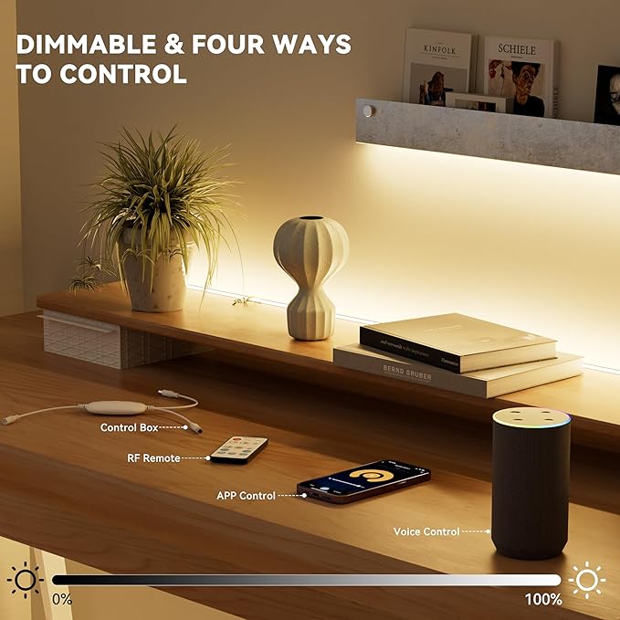 PAUTIX COB LED Strip Light 65.6ft/20m,Work with Alexa/Google Assistant,9600 LEDs Warm White 3000K,CRI93+ Super Bright High Lumen,Dimmable 24V Flexible LED Light Strip,for Bedroom,Ceiling,Office,DIY