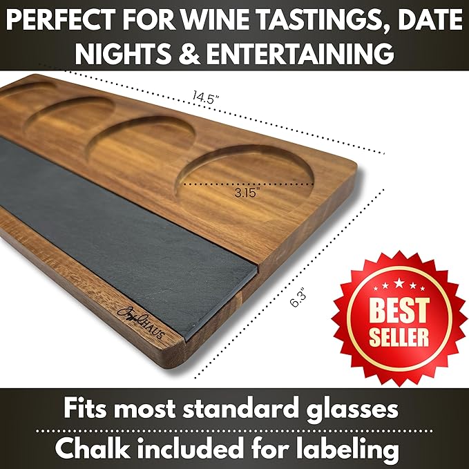 2-Pack Wine Flight Boards – Rustic Wooden Tasting Trays for Wine & Charcuterie – Bar Serving Paddles for Couples, Wine Gift Set for Tastings, Entertaining & Home Décor