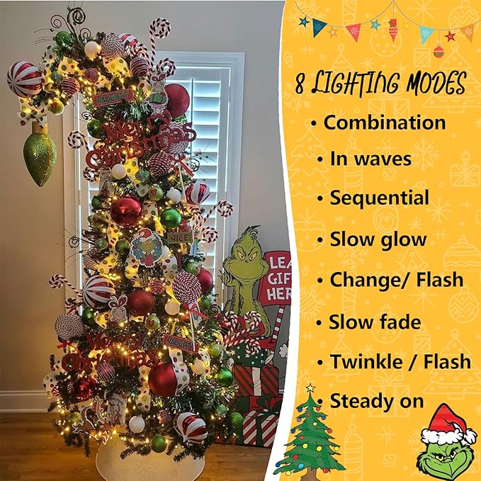 YEGUO 200 LED 66ft Christmas Lights Outdoor Waterproof, Warm White String Light Indoor, 8 Modes Green Wire Twinkle Xmas Tree Light Plug in with Memory Timer