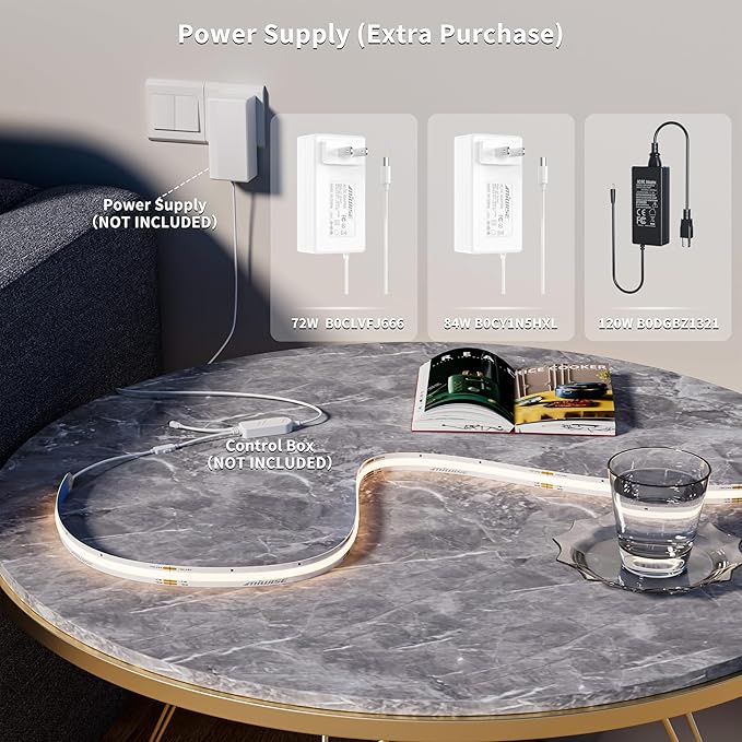 MIWISE CCT COB LED Strip Light Tunable White,32.8ft/10m Dimmable 2700K-6500K CRI90+ 24V LED Tape Light,for Under Cabinet Bedroom Kitchen DIY Lighting(Power Supply & Controller NOT Included)
