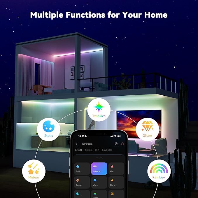 MIWISE COB LED Strip Light,RGB Smart IC COB LED Strip Lights Music Sync Bluetooth with APP Control,Addressable Color Chasing DIY 16M Colors,LED Tape Lighting for Bedroom Home Party Decor,9.84ft