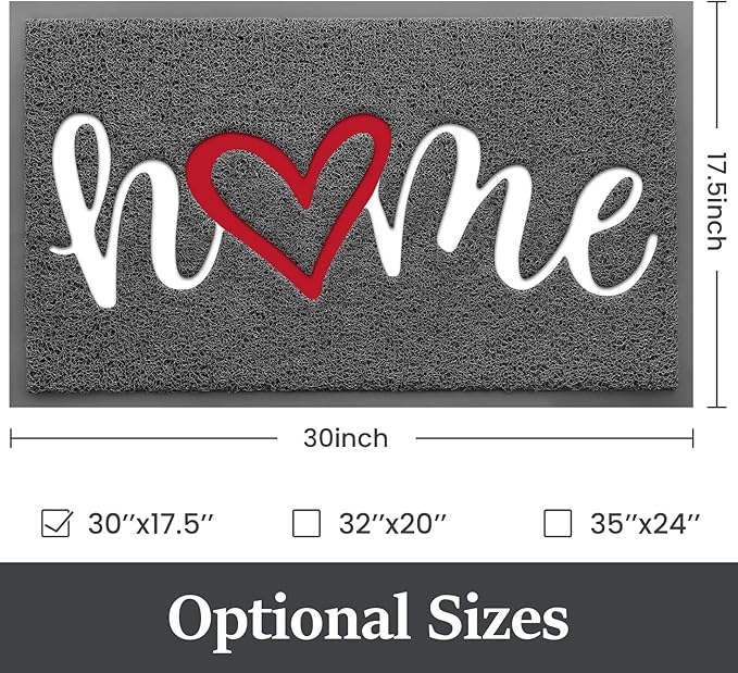 StepLively Door Mat Home Welcome Mats Outdoor and Indoor, Heavy-Duty Low-Profile Non-Slip Front Welcome Mat for Home Entrance, Outside Entry, Yard, Floor, (30''x17.5'', Grey)