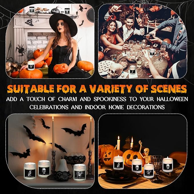 3 Pack Halloween Scented Candles Gifts Halloween Spooky Skull Crow Spider Candles Set with Presents Boxes for Home Decor Indoor