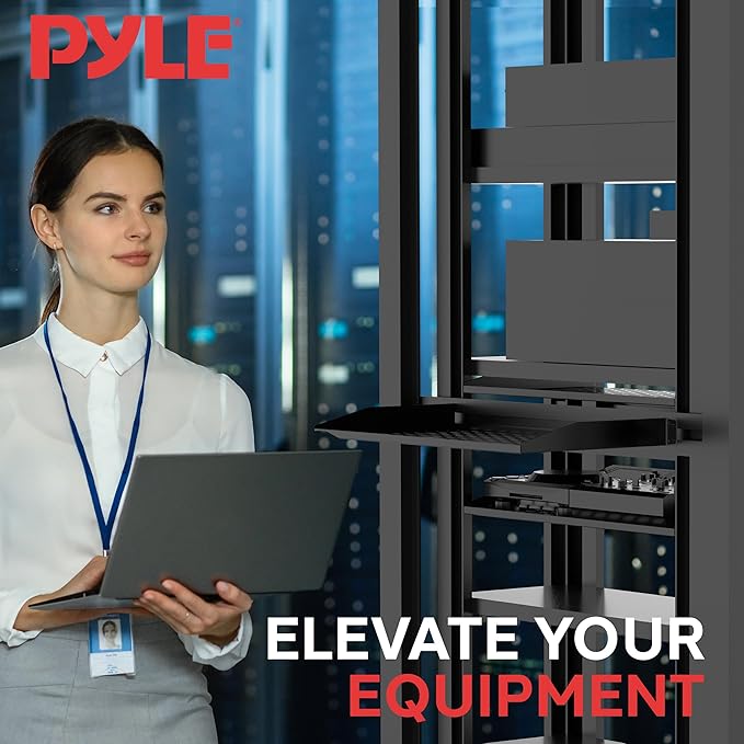 Pyle 19-Inch 1U Server Rack Shelf - 6 pcs. Vented Metal Shelves for Optimal Airflow, Wall or Rack MountableSupports up to 110 lbs, 17 x 10’ Shelf Tray for Cabinets, Computers & Network Equipment