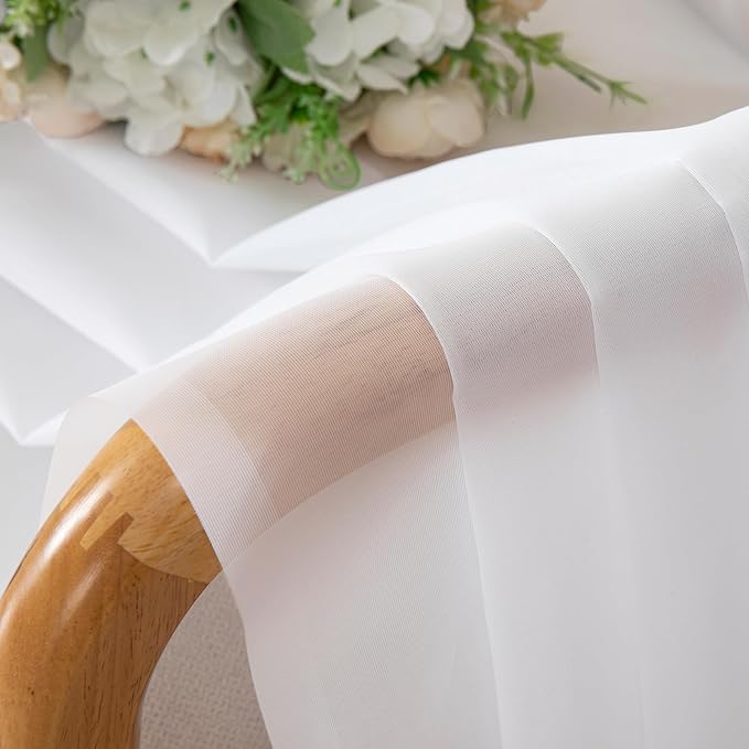 Aiyufeng Sheer White Curtains 120 Inches Long, Extra Long Rod Pocket Solid Color Window Sheer Curtain Panels, Elegant Curtains & Drapes for Living Room, Bedroom 2 Panels (White, 59" W x 120" L)