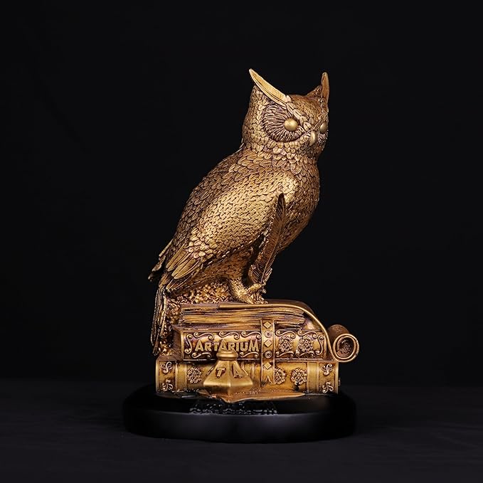 Owl Statue for Home Decor Indoor Idol for Desk Tabletop Collectible Figurines Horned Owl of Wisdom Decorative Statue for Money Wisdom, Handmade Sculpture