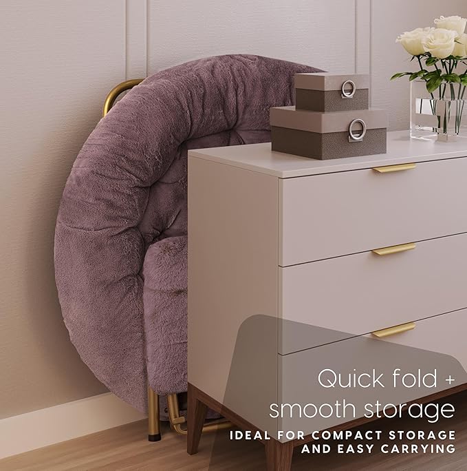 Milliard Cozy Chair with Footrest Ottoman/Faux Fur Saucer Chair for Bedroom/X-Large (Purple)