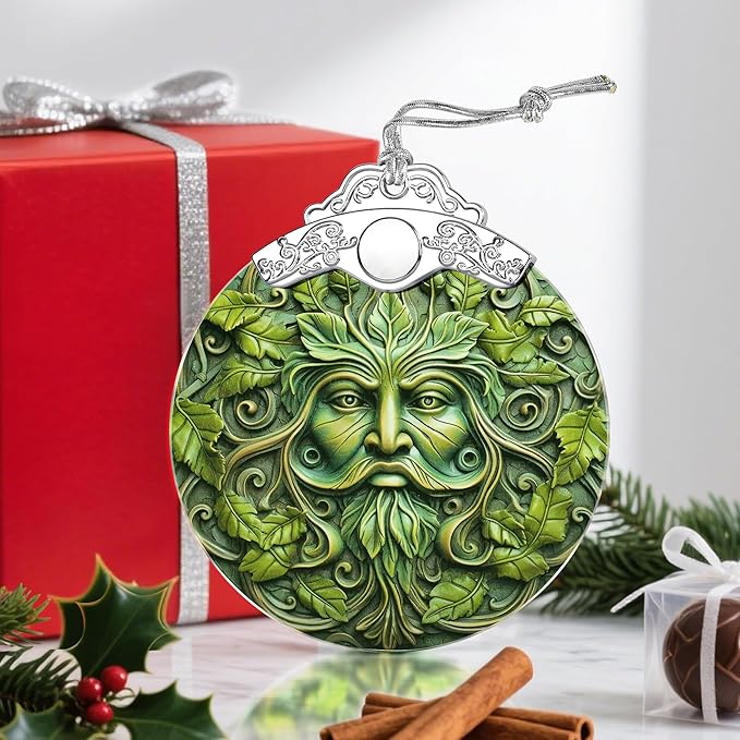 Christmas Ornaments: Stained Glass Ornament, Christmas Tree Ornament, Hanging Ornaments for Home Decor & Xmas Tree Decorations – Exquisite Holiday Decor, Gifts & Holiday Present - Green Face