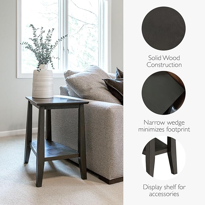 Leick Home 10302-RG Rustic Wire Brushed Driftwood Round Side Table with Shelf, Rustic Gray