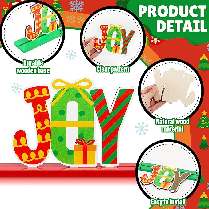 5PCS Christmas Table Decorations, Wooden Christmas Decorations, Seasonal Holiday Centerpieces, Winter Tabletop Display for Holiday Celebration, Xmas Home Decor