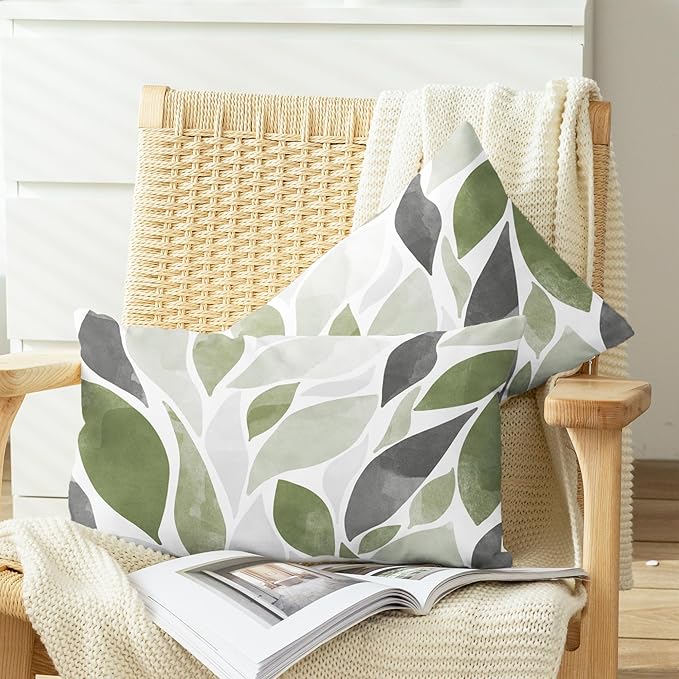 CaliTime Throw Pillow Cases Pack of 2 Cozy Fleece Falling Dahlia Floral Flowers Petals Decorative Cushion Covers for Couch Bed Sofa Farmhouse Decoration 12 X 20 Inches Sage Green Grey