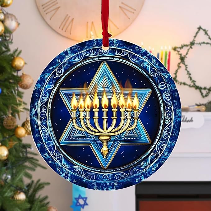 Star of David Hanukkah Ornaments - Hanukkah Ornament for Tree, Menorah Jewish Ornaments, for Women Men, Christmas Hanging Decor